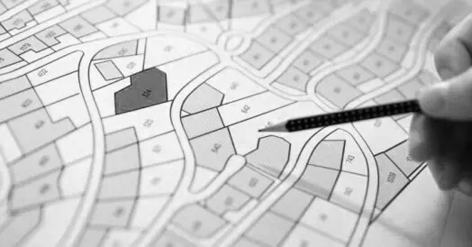 b&w Land Registry plan image with a pencil